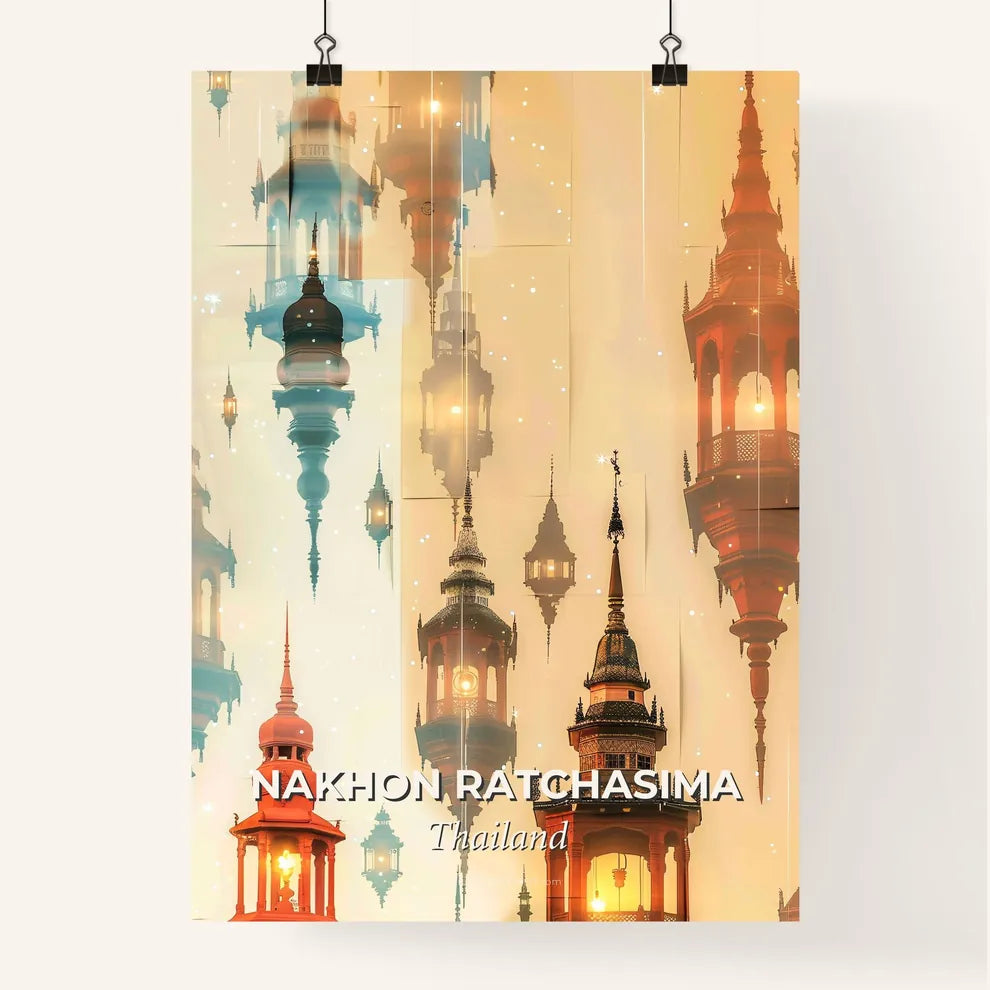 Nakhon Ratchasima Skyline Double Exposure Cityscape Poster