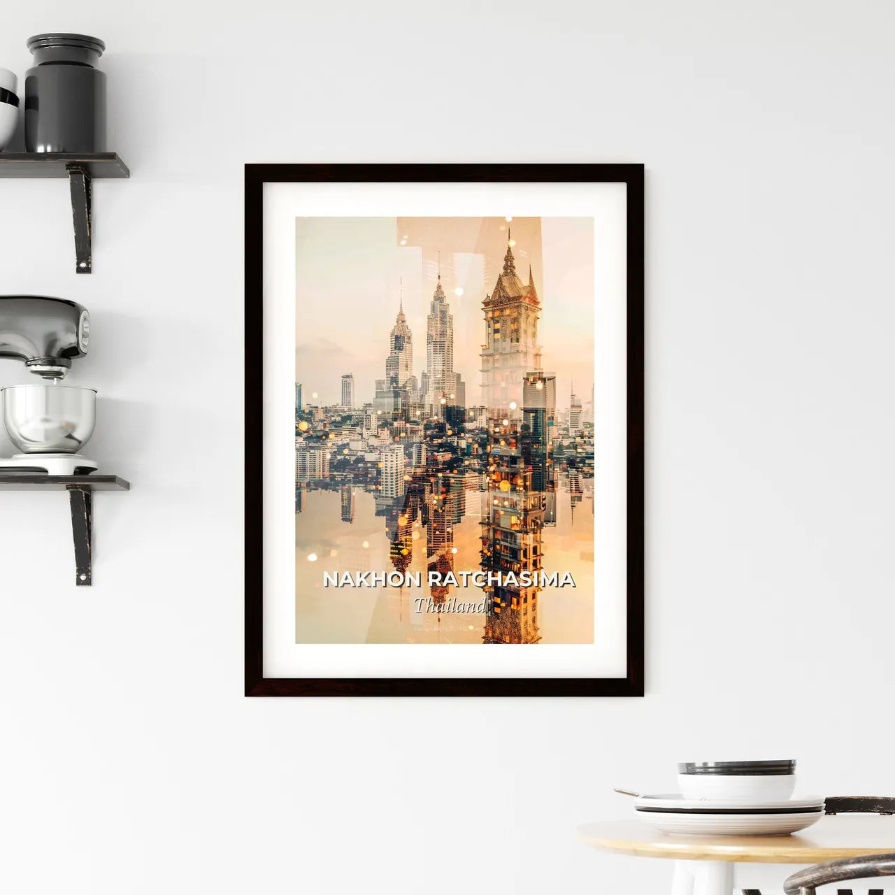 Nakhon Ratchasima Double Exposure Art City Skyline Framed Print