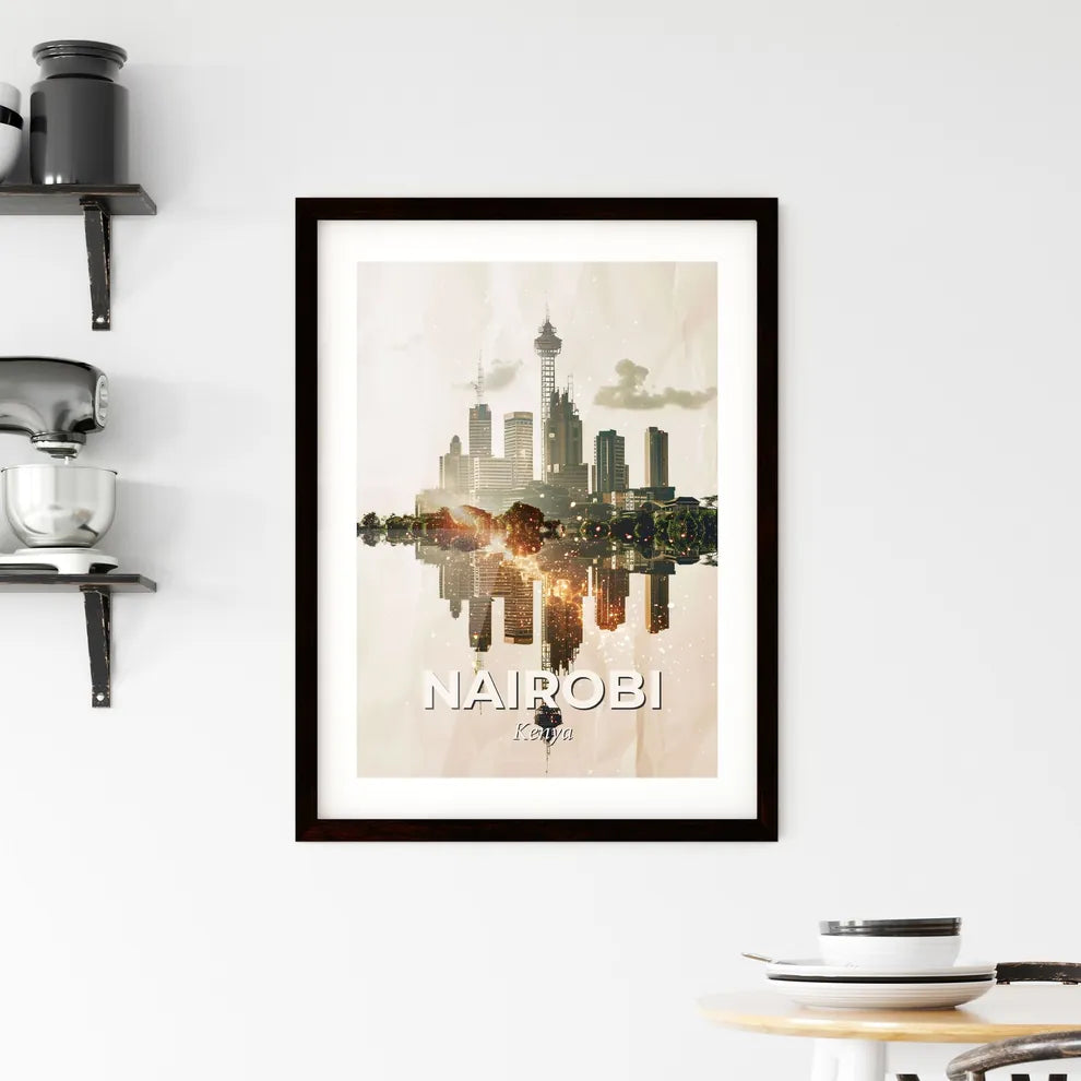 Nairobi: Bright Lights, City Icons Art Poster Framed Print