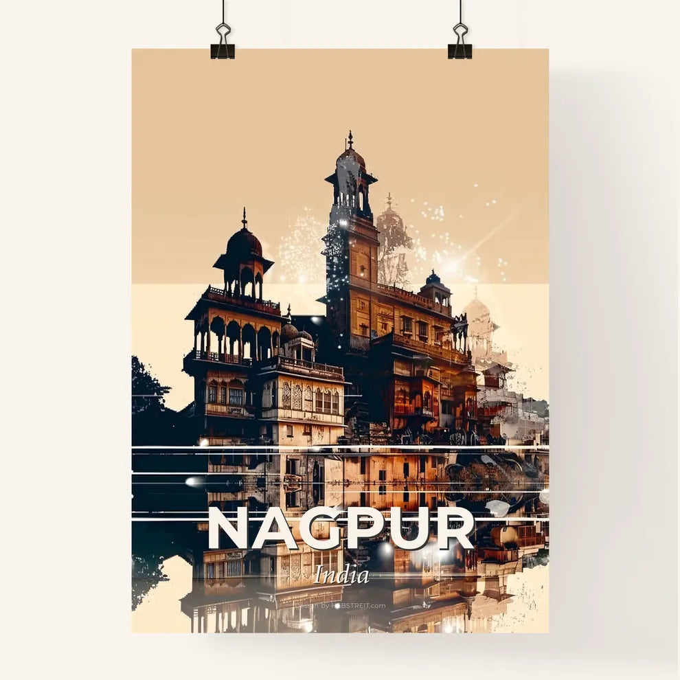 Nagpur: Vibrant Skyline Double Exposure Poster Poster