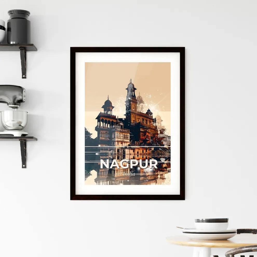 Nagpur: Vibrant Skyline Double Exposure Poster Framed Print