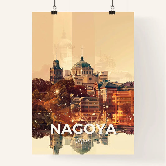 Nagoya City Skyline Architecture Double Exposure Glow Poster Poster