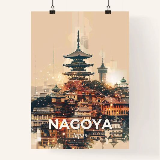 Nagoya Skyline Double Exposure Bright Poster Art Poster