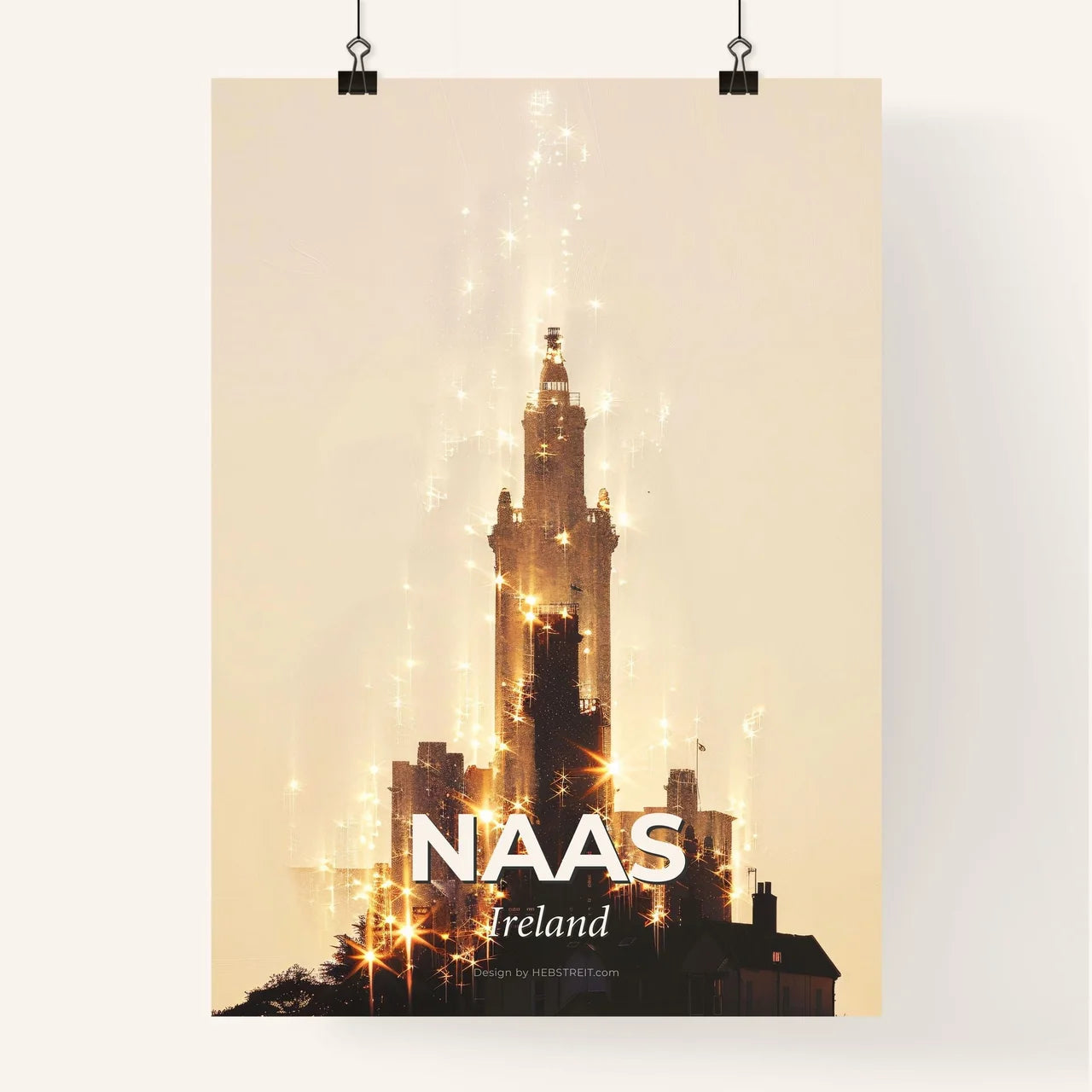 Naas City Silhouette Sparkling Art Print Poster