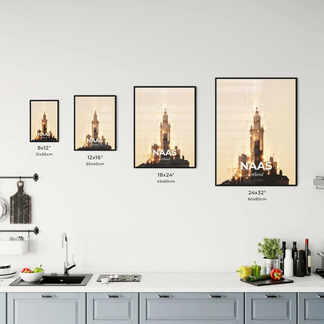Naas City Silhouette Sparkling Art Print Office Art