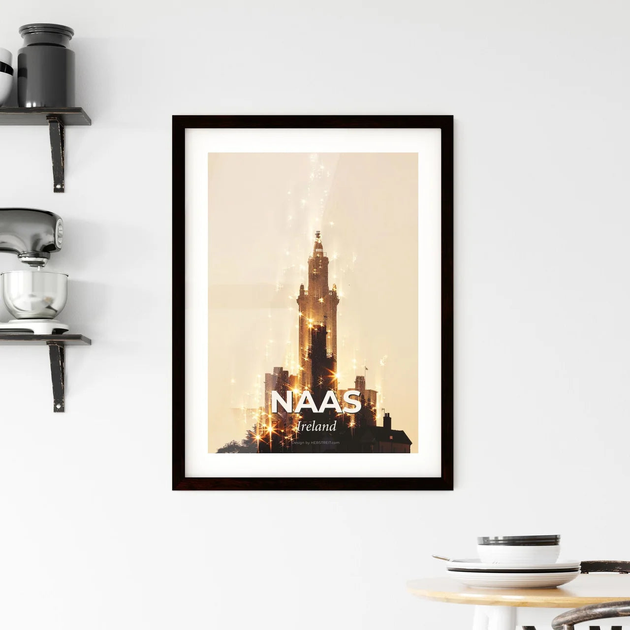 Naas City Silhouette Sparkling Art Print Framed Print