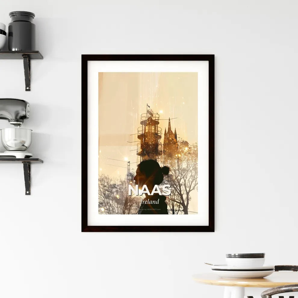 Naas, Ireland City Skyline Silhouette Art Framed Print