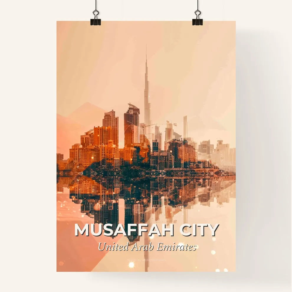 Musaffah City Skyline Double Exposure Composite Art Poster