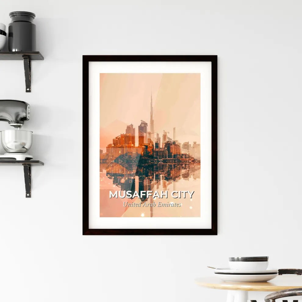 Musaffah City Skyline Double Exposure Composite Art Framed Print