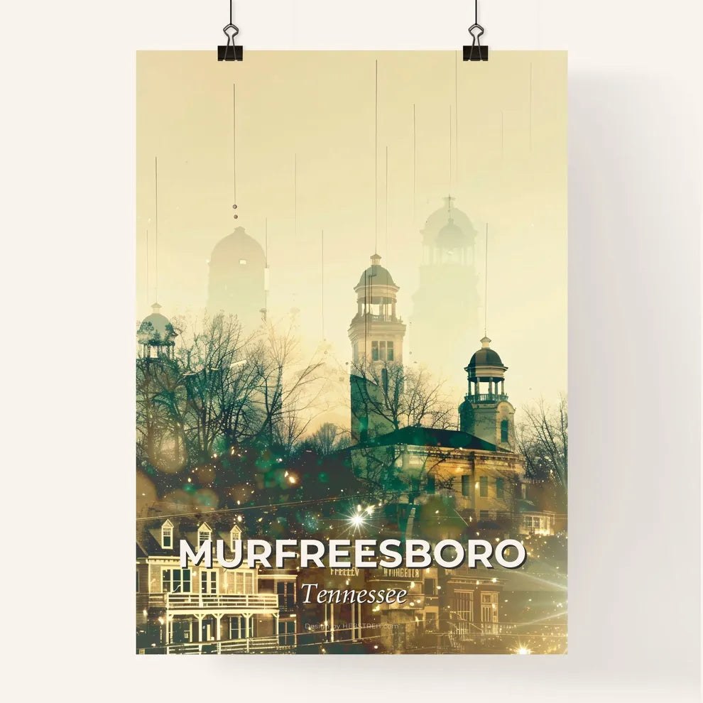 Murfreesboro Skyline Exposed on Beige Poster