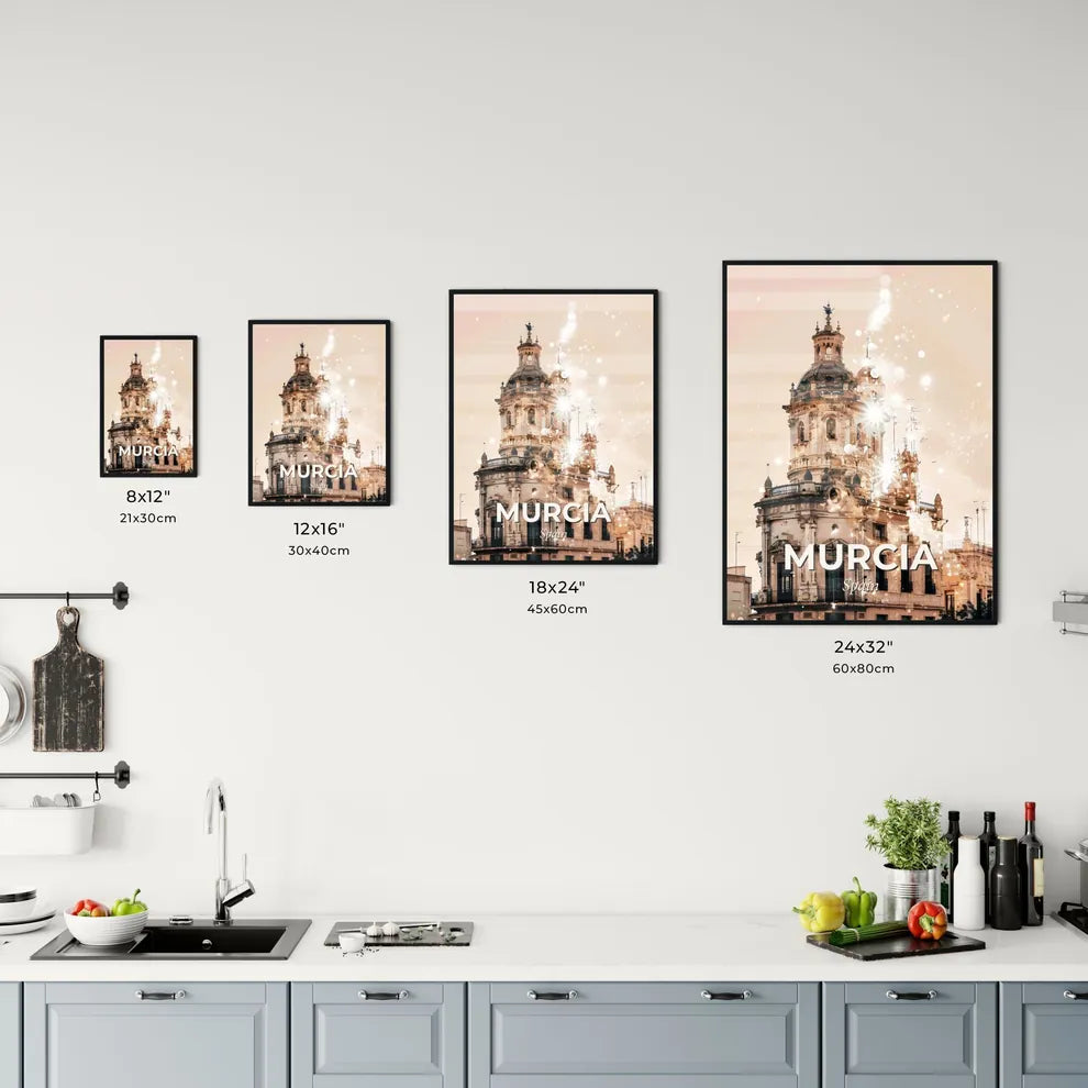 Murcia City Skyline Double Exposure Poster Office Art