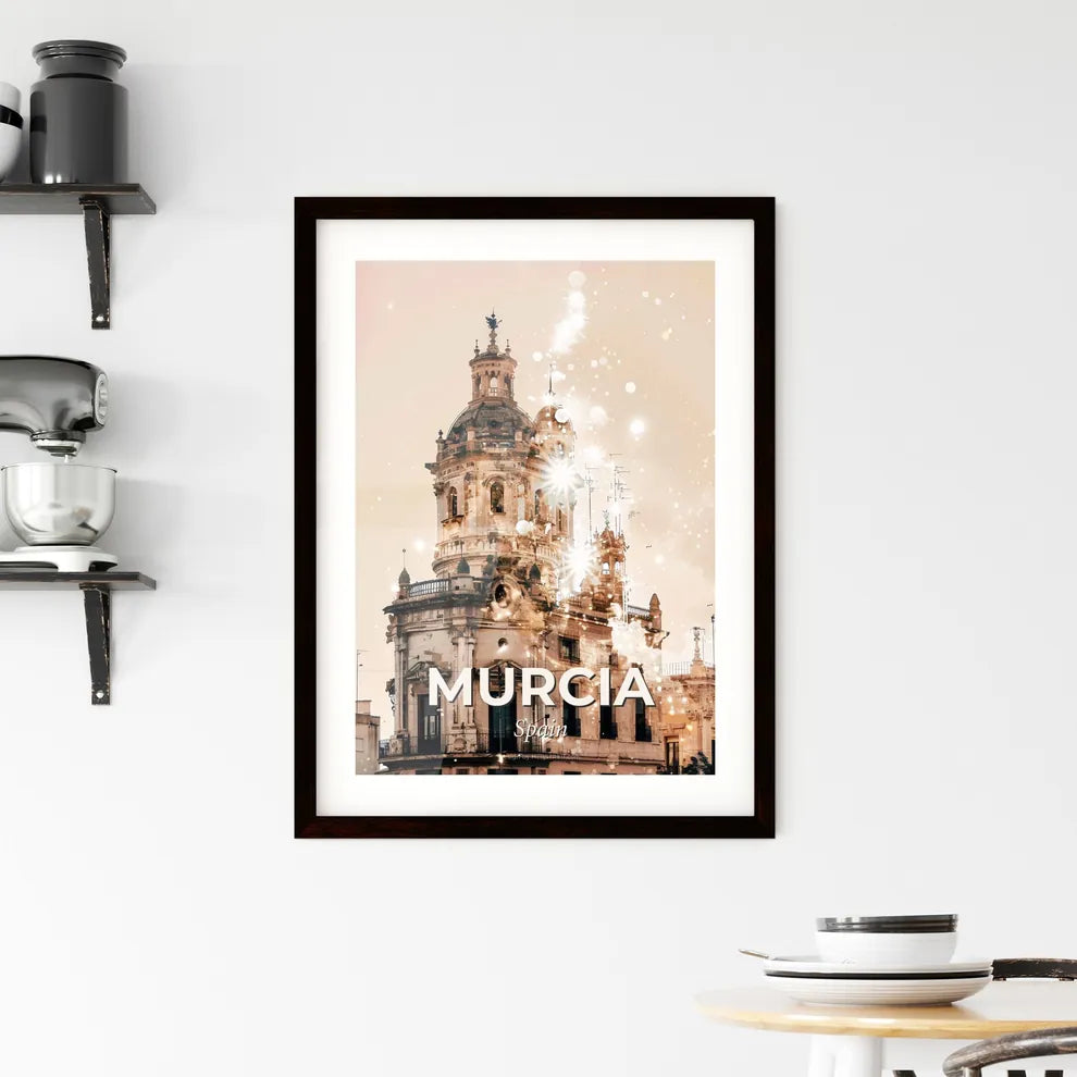 Murcia City Skyline Double Exposure Poster Framed Print