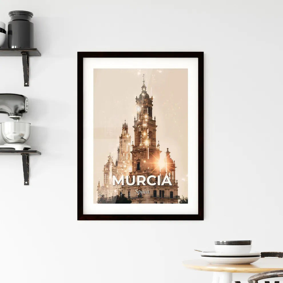 Murcia Cityscape Poster Art with Local Icons Framed Print