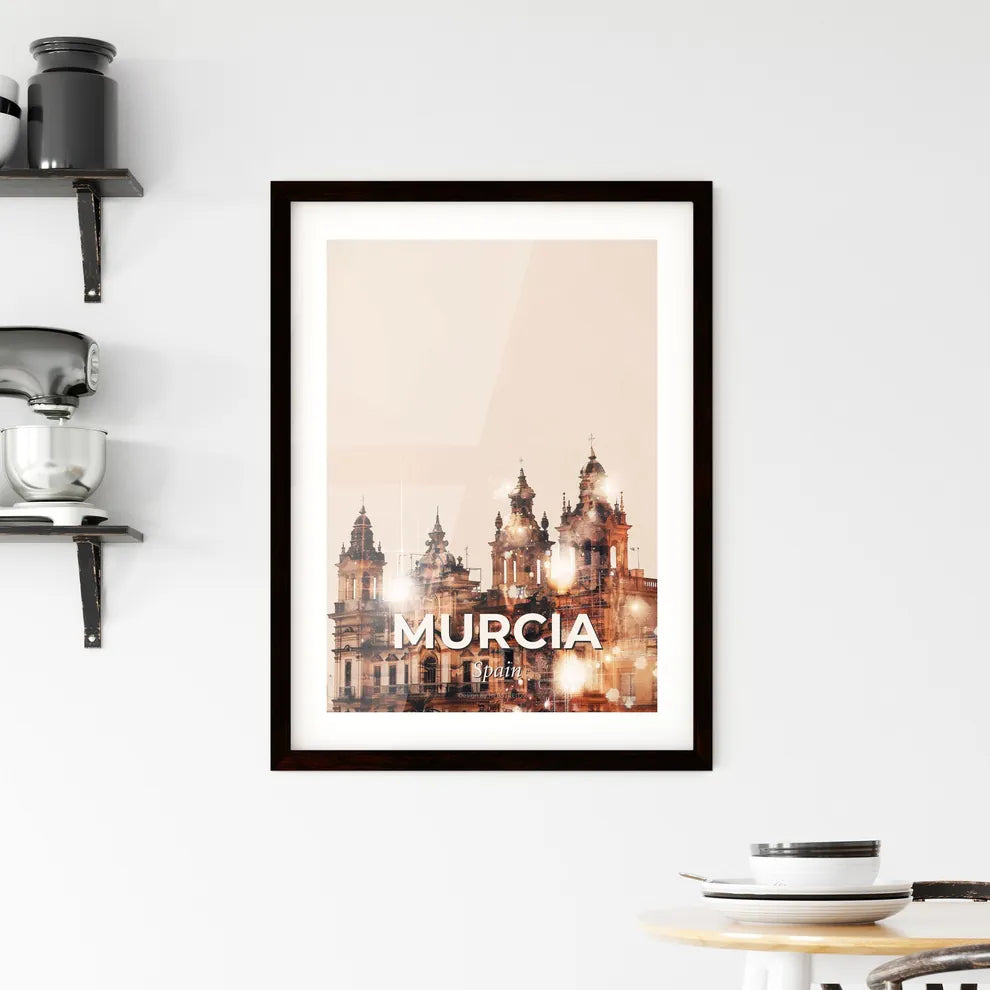 Murcia City Skyline Composite Artwork Poster Framed Print