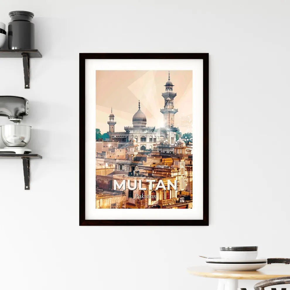 Multan Cityscape Double Exposure Skyline Poster Framed Print