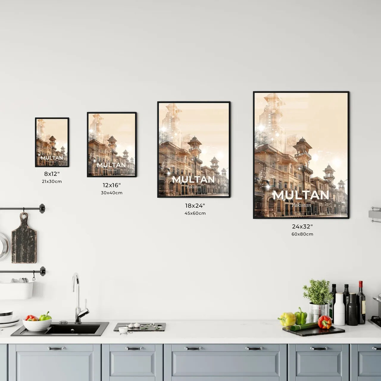Multan City Skyline Double Exposure Poster Art Office Art