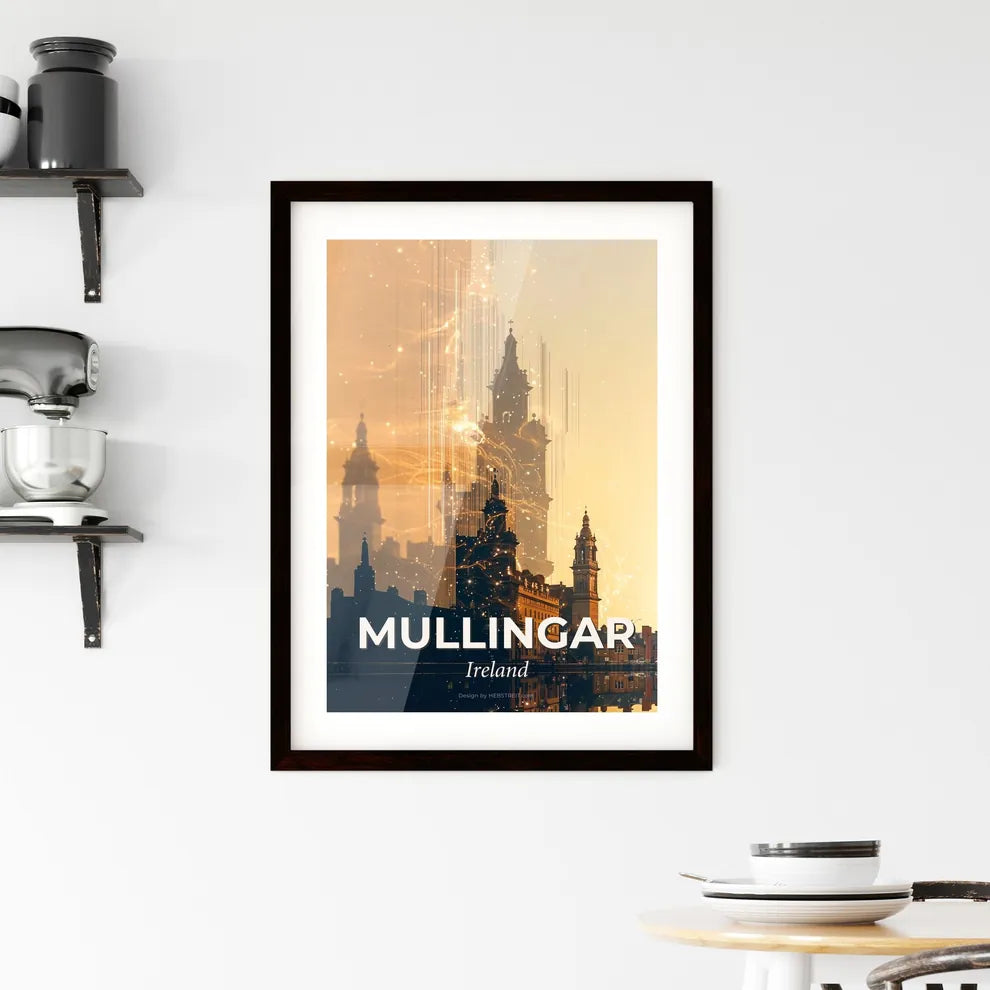 Mullingar Skyline Double Exposure Poster Framed Print