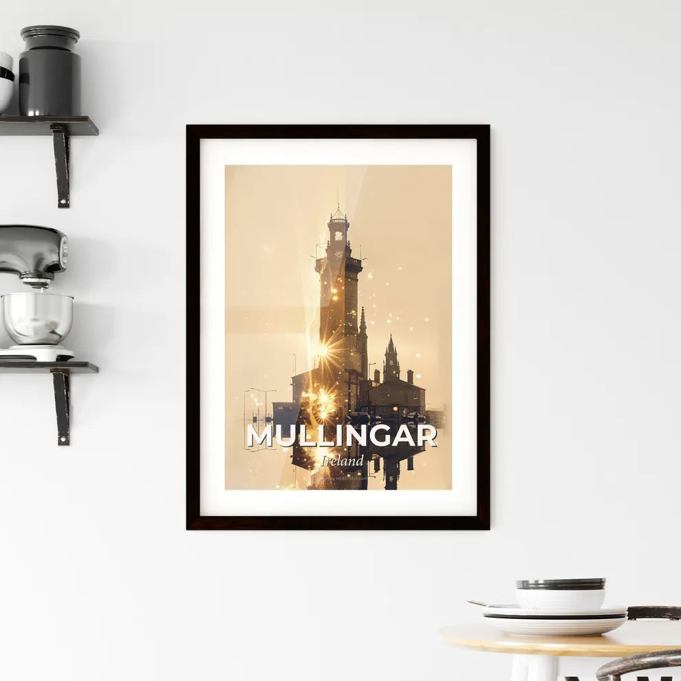 Mullingar City Skyline Silhouette Double Exposure Poster Framed Print