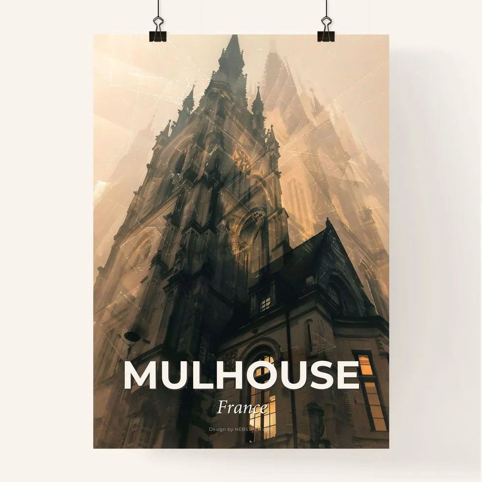 Mulhouse Skyline Double Exposure Art Poster Poster