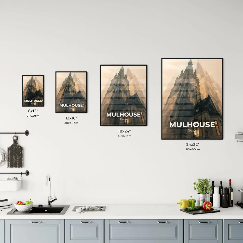 Mulhouse Skyline Double Exposure Art Poster Office Art