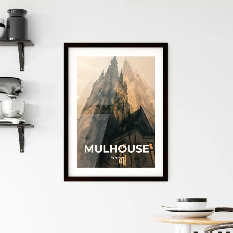 Mulhouse Skyline Double Exposure Art Poster Framed Print