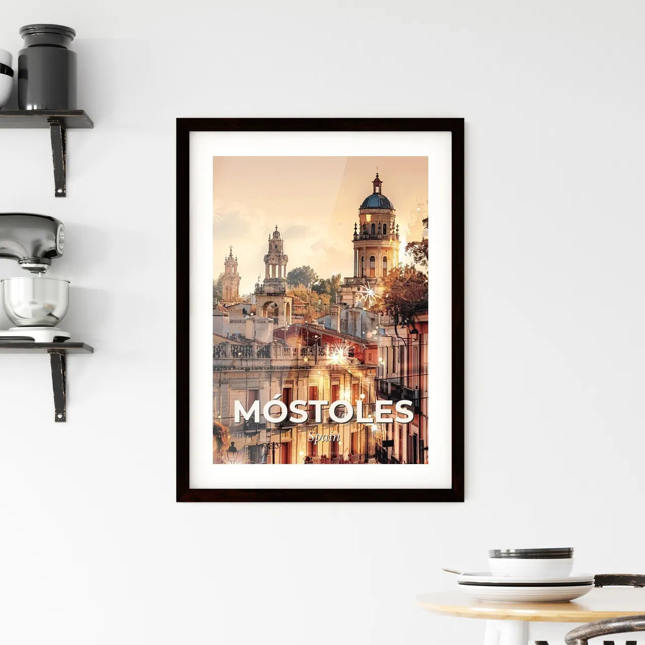 Mostoles: City Skyline Art with Local Icons Framed Print