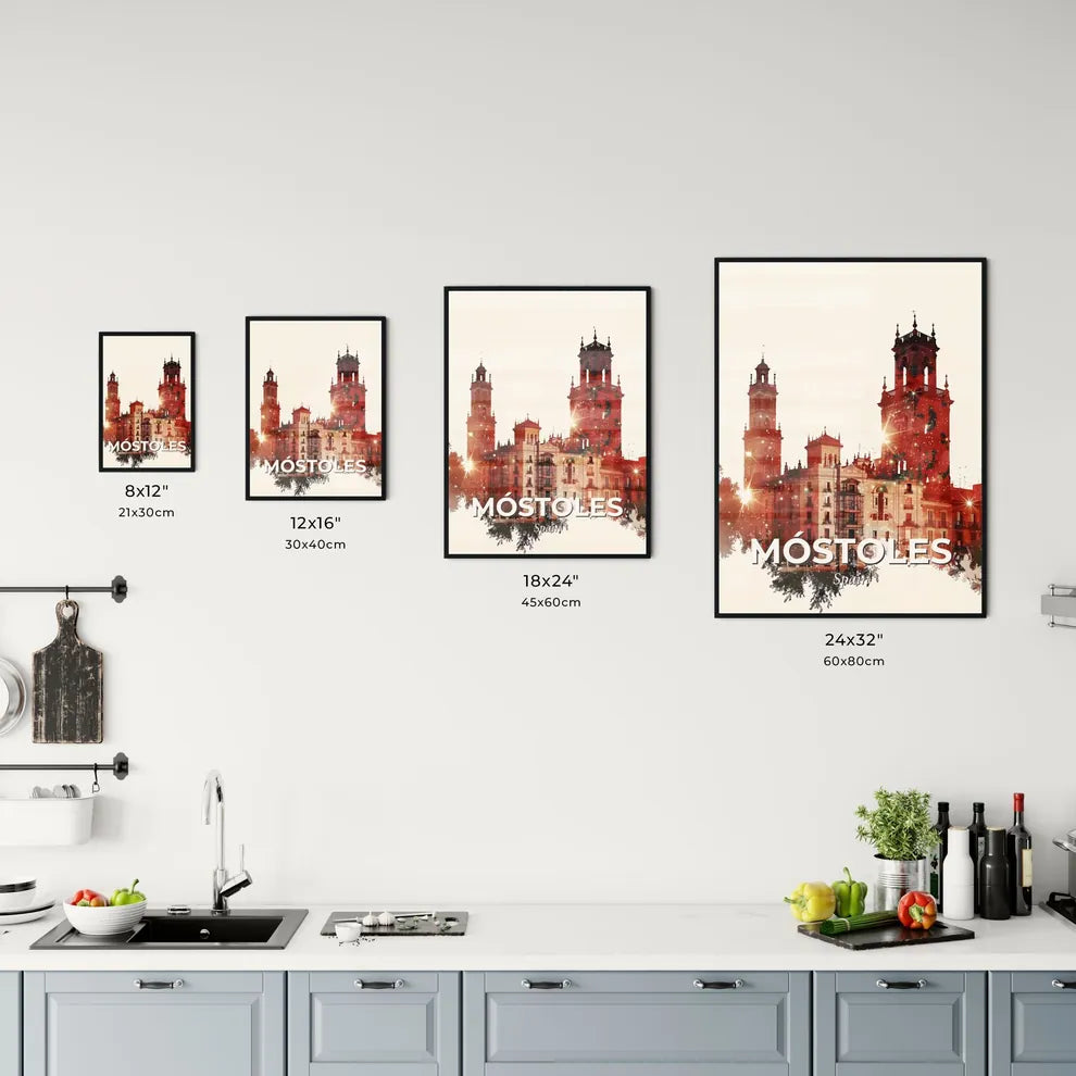 Mostoles City Skyline Architecture Beige Poster Office Art