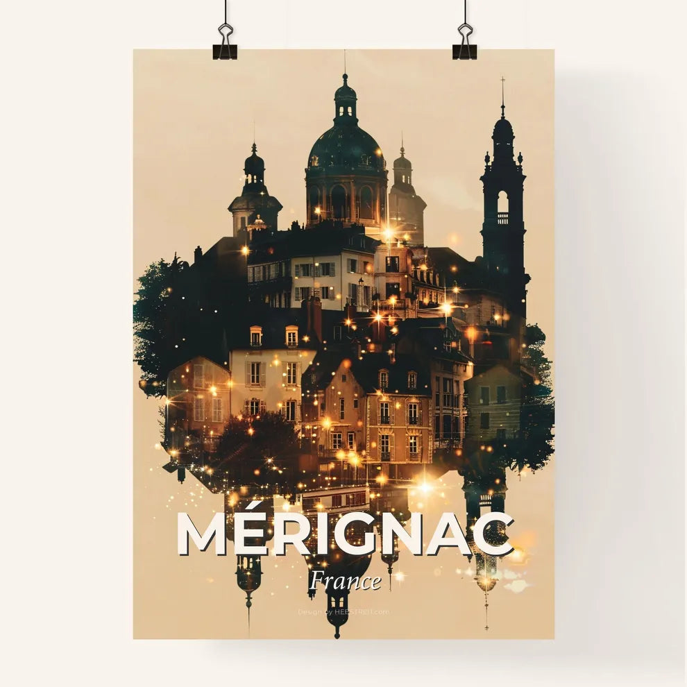 Mérignac Skyline Double Exposure City Art Poster