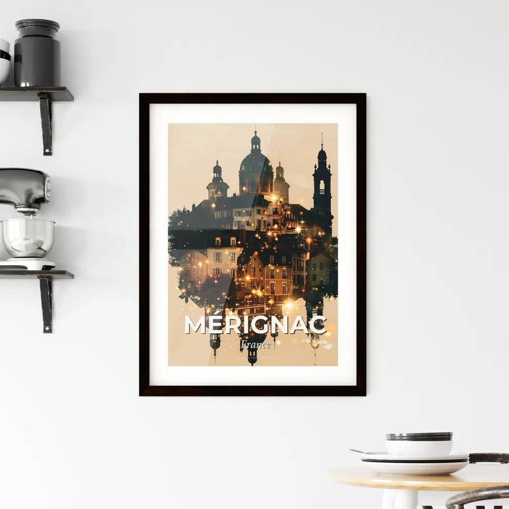 Mérignac Skyline Double Exposure City Art Framed Print