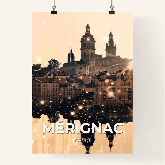 Mérignac Skyline Art Deco Double Exposure Poster Poster