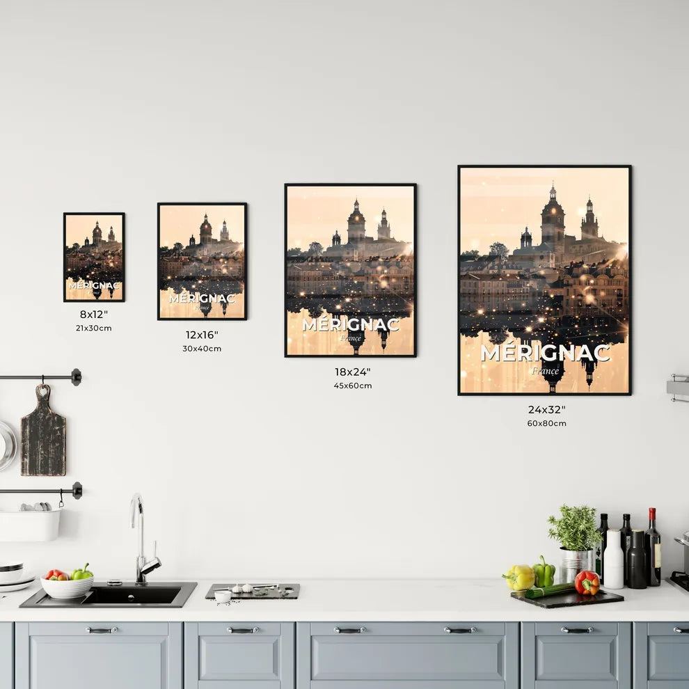 Mérignac Skyline Art Deco Double Exposure Poster Office Art