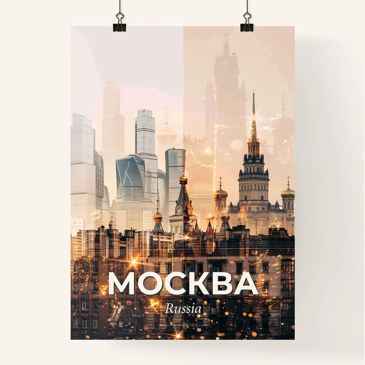 Moscow Canvas Of Dreams: City Sparkles In Beige Poster