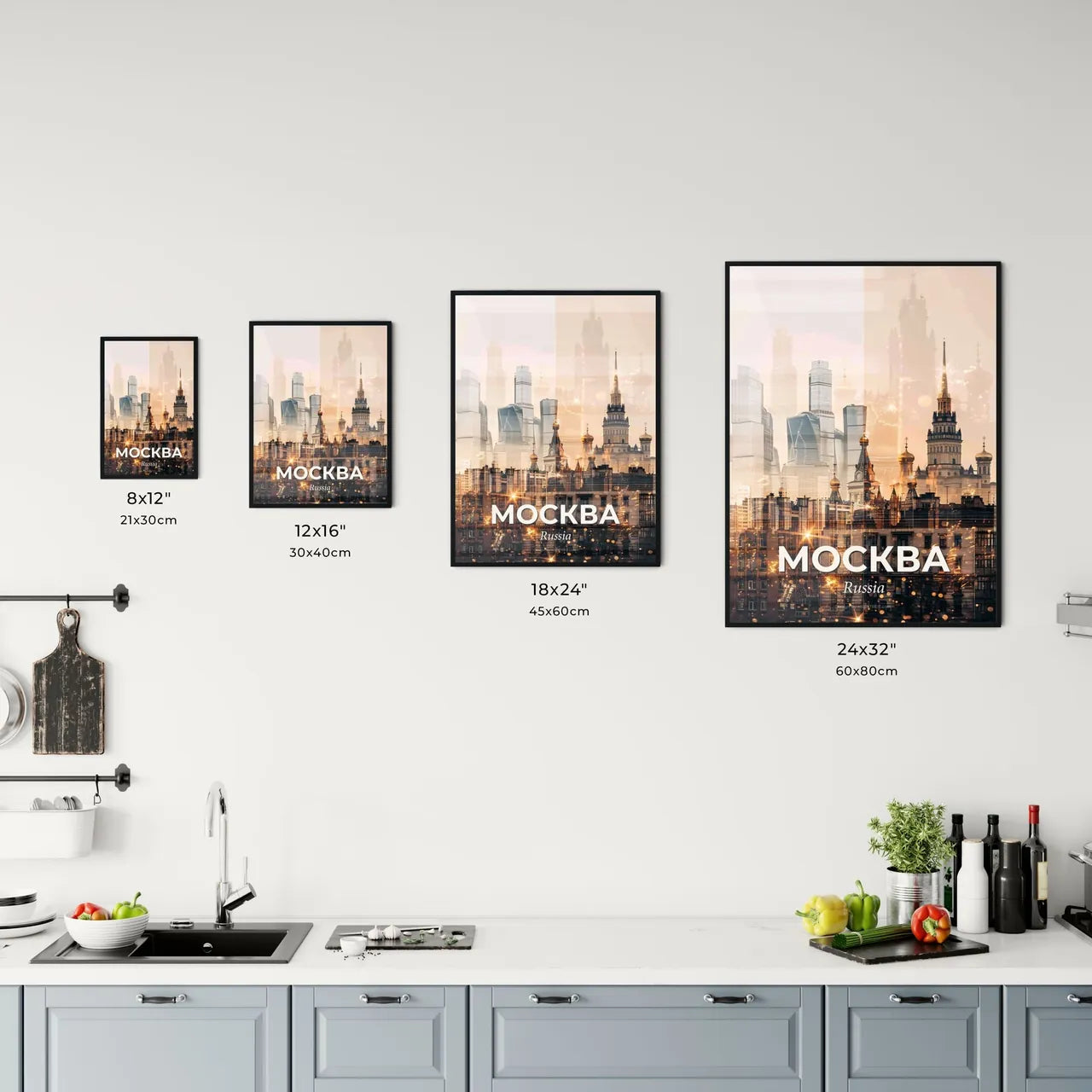 Moscow Canvas Of Dreams: City Sparkles In Beige Office Art