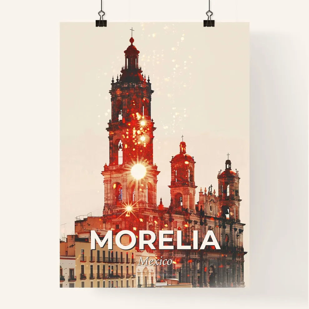 Morelia City Skyline at Sunset, Architectural Icons Composite Poster