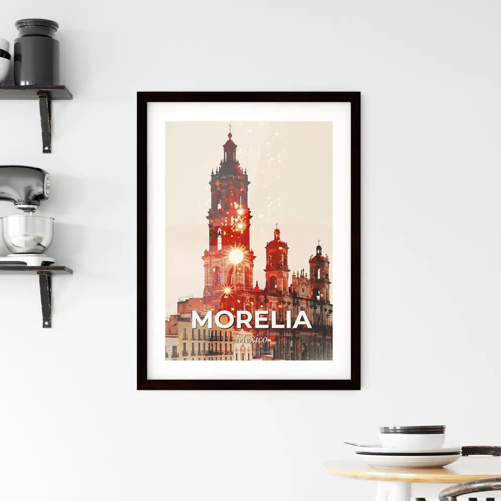 Morelia City Skyline at Sunset, Architectural Icons Composite Framed Print