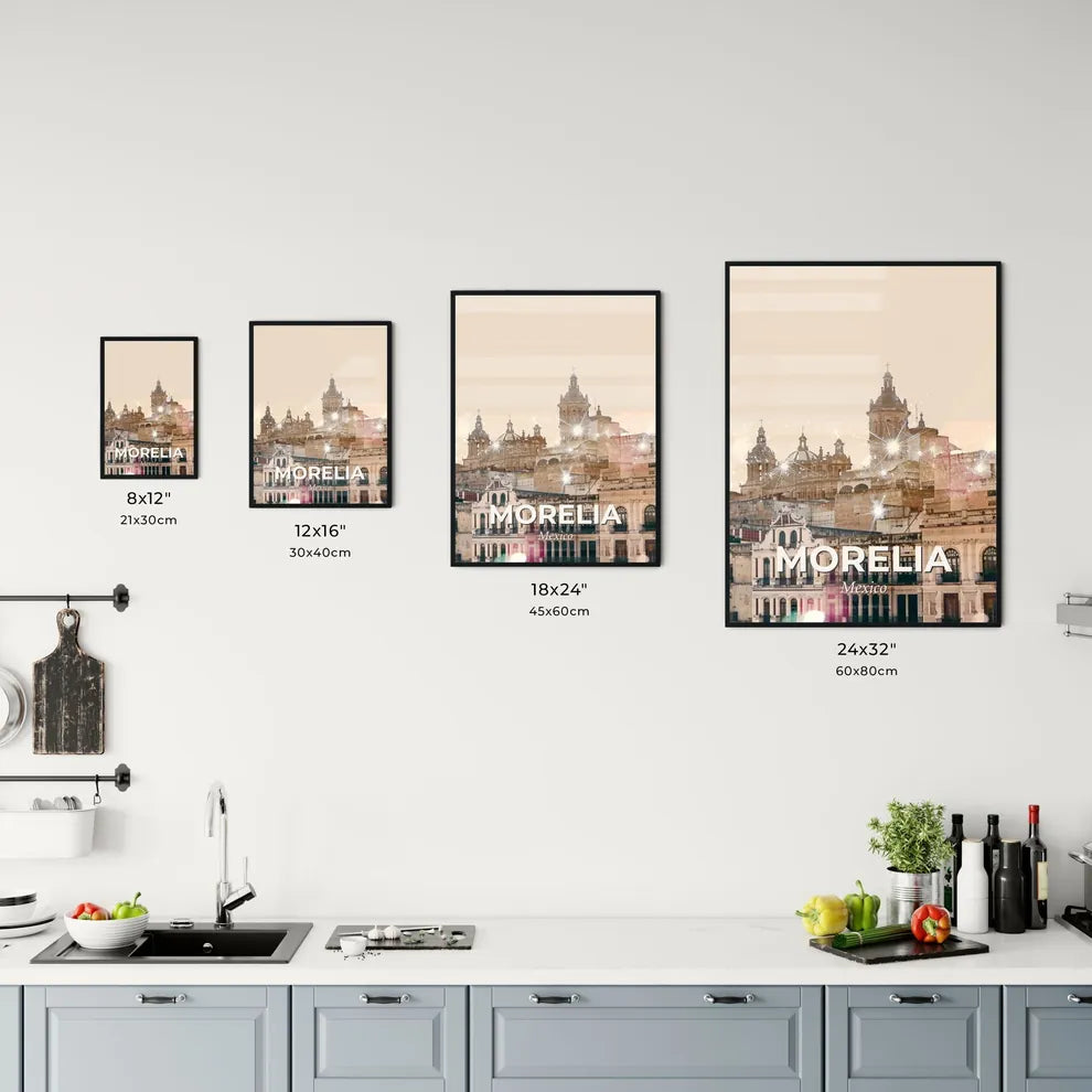 Morelia Cityscape Colors Double Exposure Poster Office Art