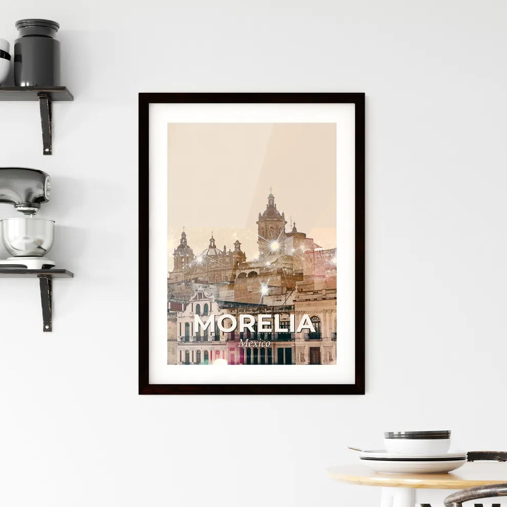 Morelia Cityscape Colors Double Exposure Poster Framed Print