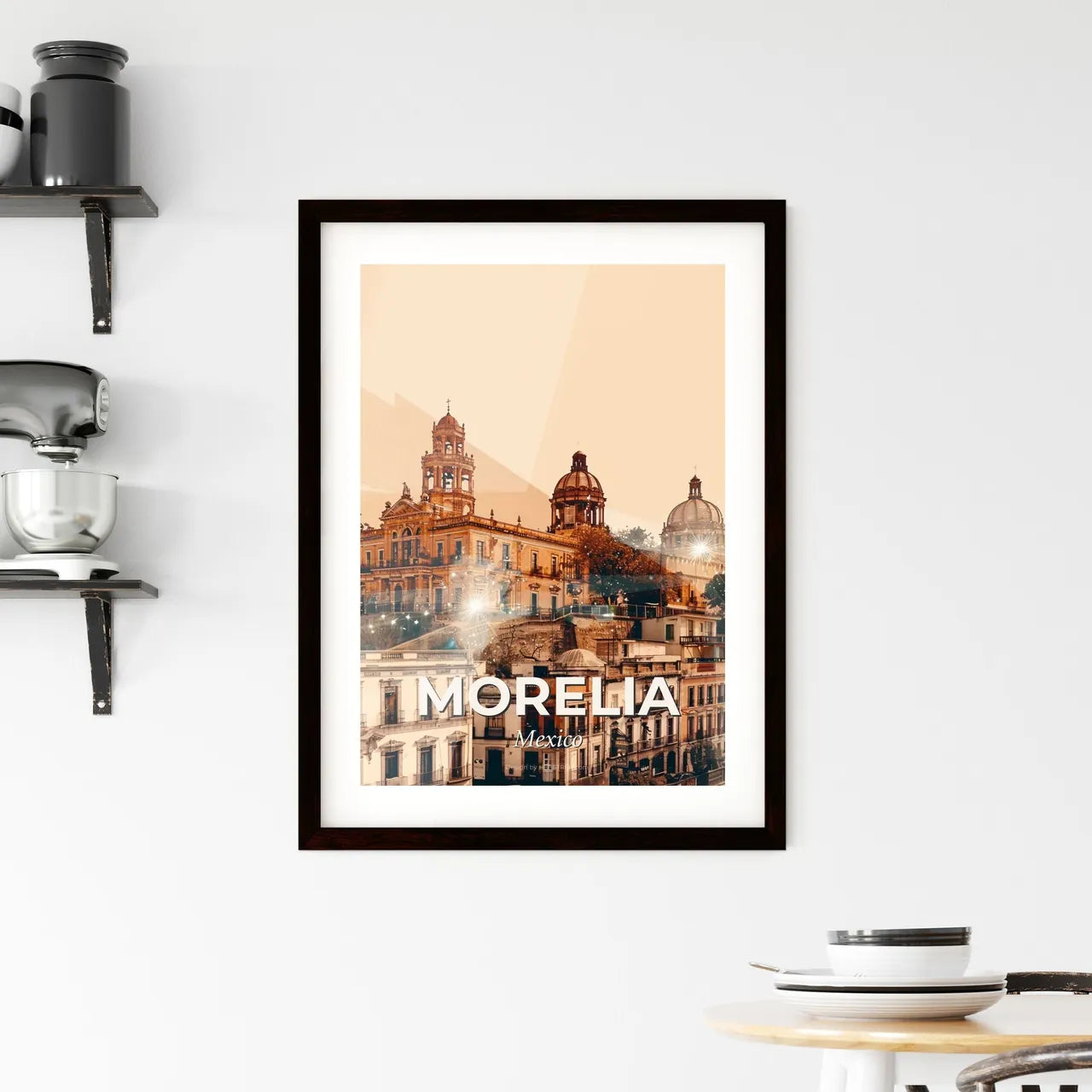 Morelia City Skyline in Double Exposure Framed Print