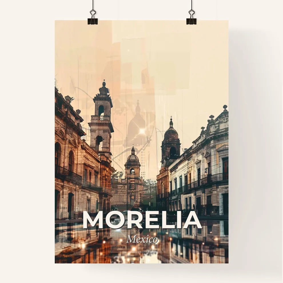 Morelia City Skyline at Night Poster
