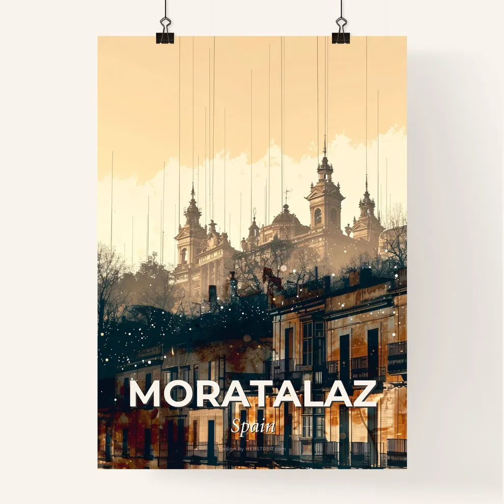 Moratalaz Skyline Art: City Icons on Beige Poster