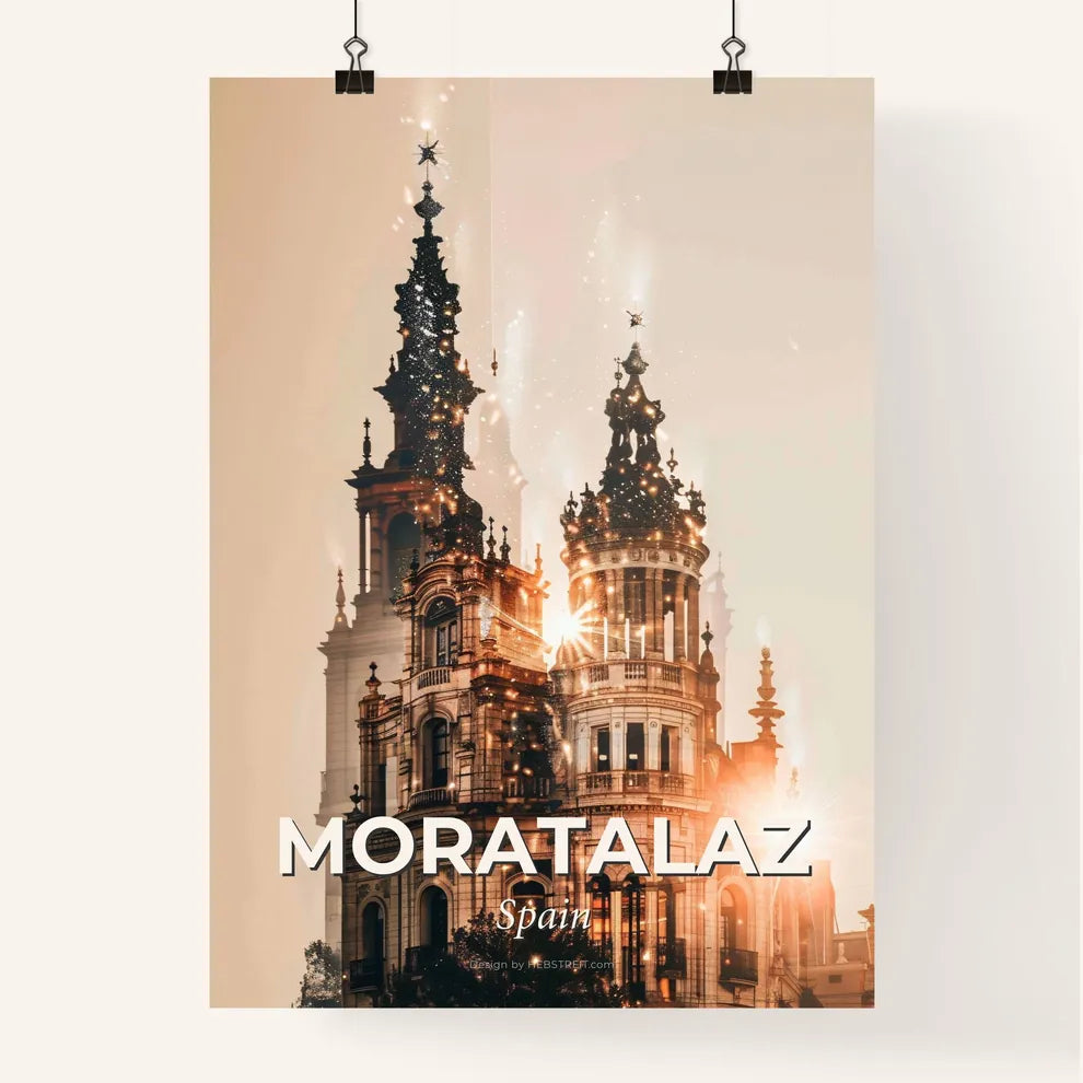 Moratalaz Skyline Double Exposure Art Composite Poster