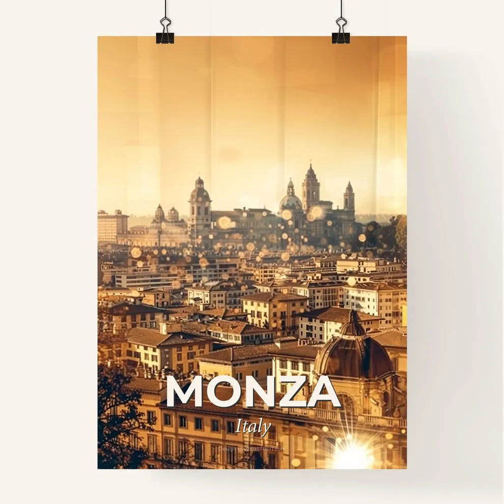 Monza City Skyline Double Exposure Art Poster