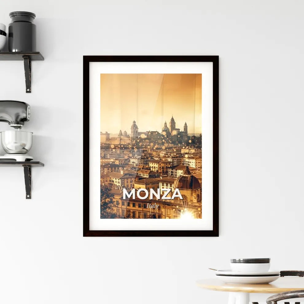 Monza City Skyline Double Exposure Art Framed Print
