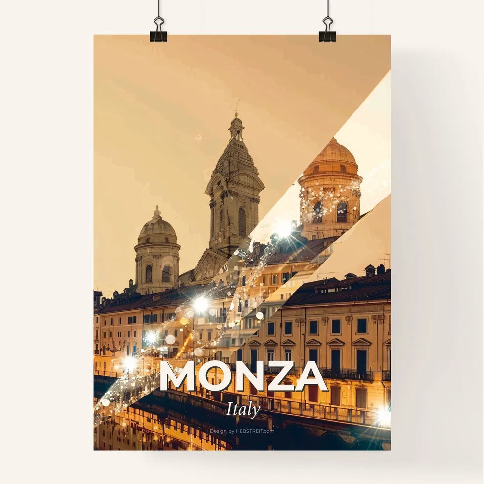 Monza Italy: Double Exposure City Skyline Art Poster