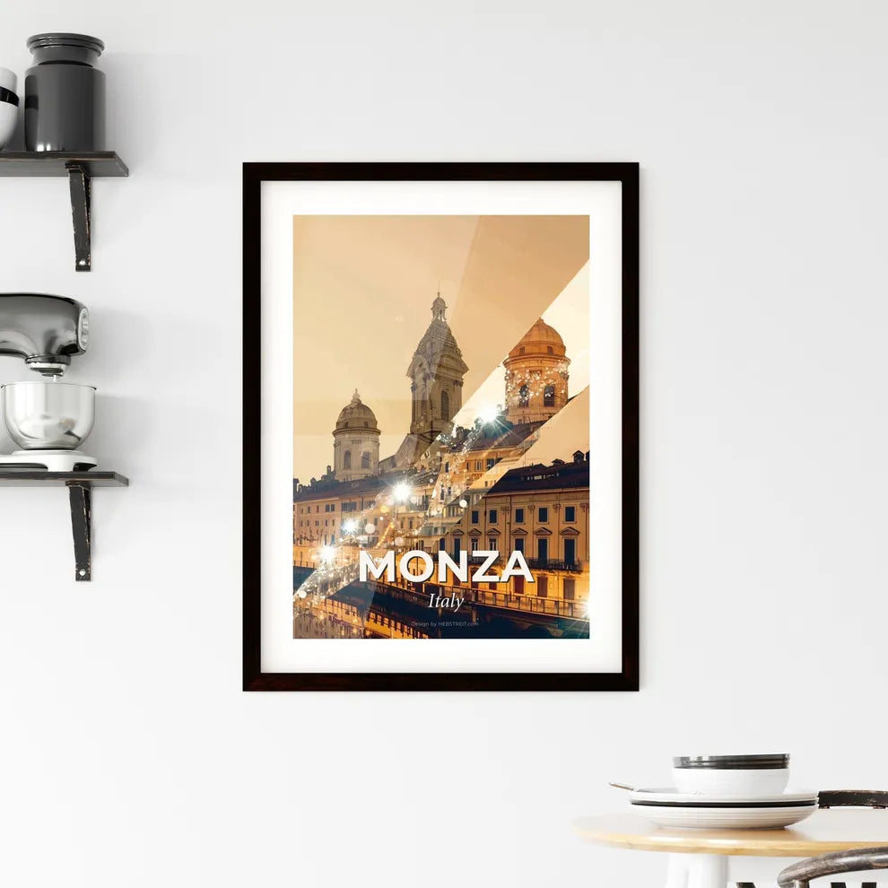 Monza Italy: Double Exposure City Skyline Art Framed Print
