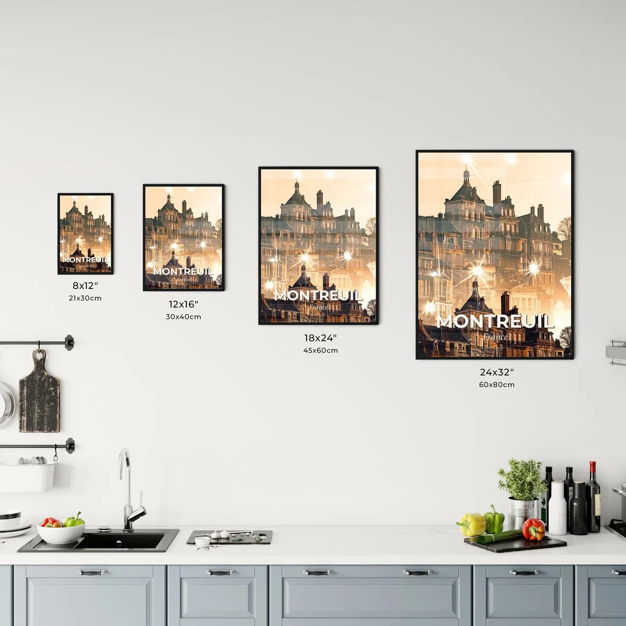 Montreuil Skyline Double Exposure Composite Poster Office Art