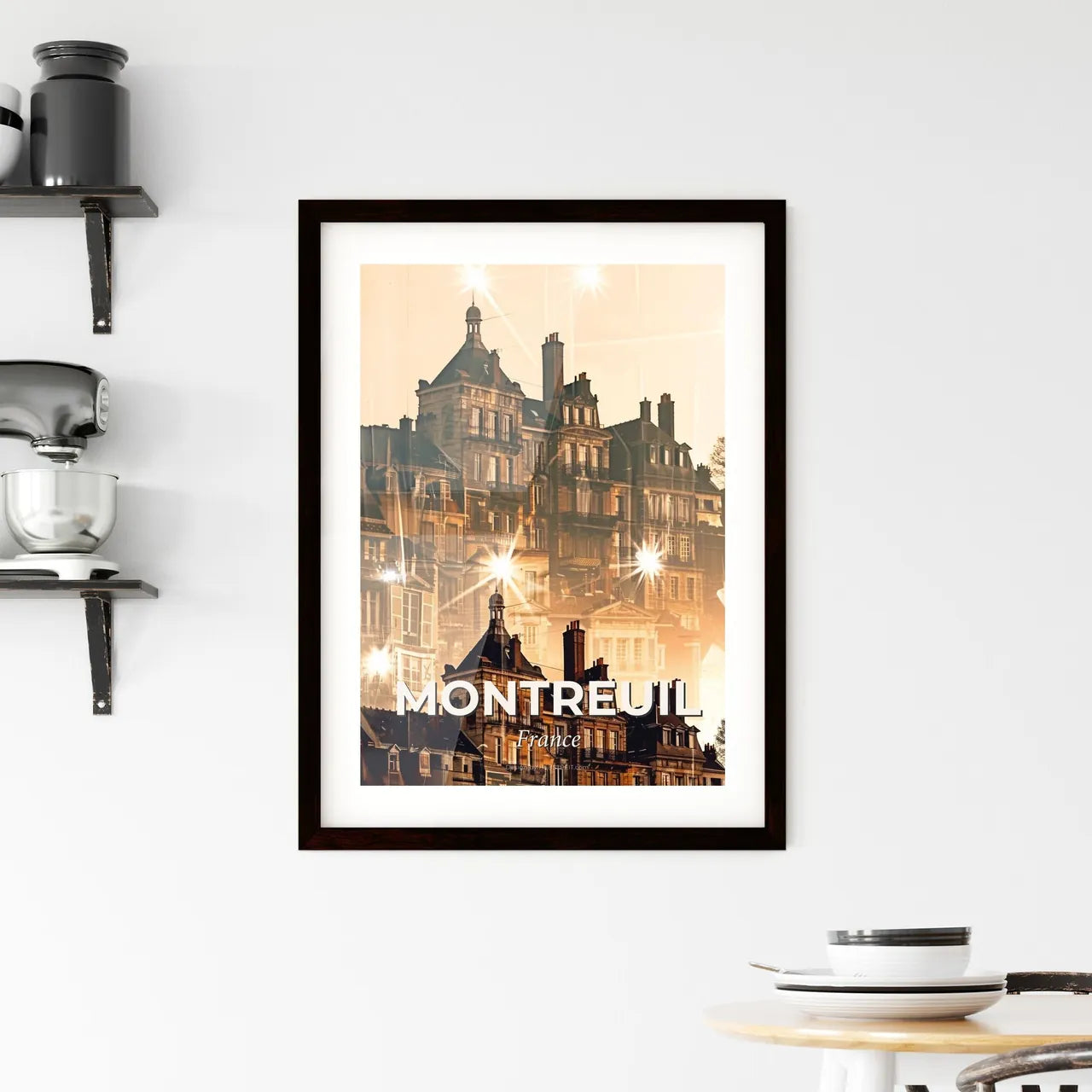 Montreuil Skyline Double Exposure Composite Poster Framed Print