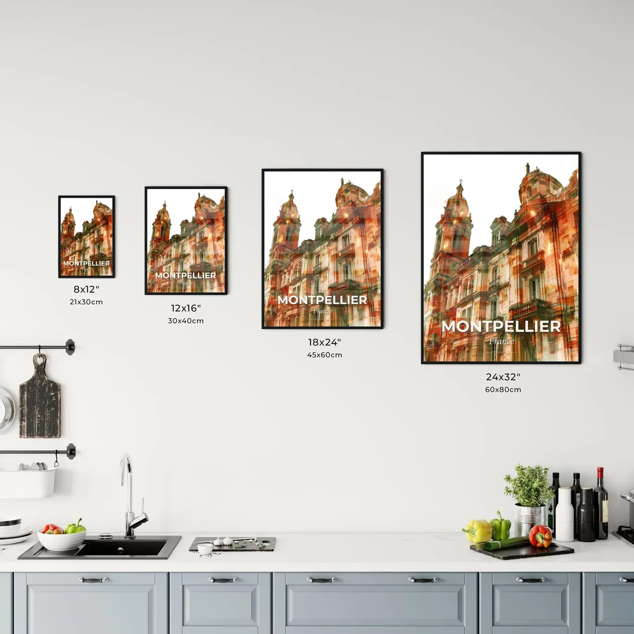 Montpellier Skyline Cityscape Double Exposure Poster Office Art