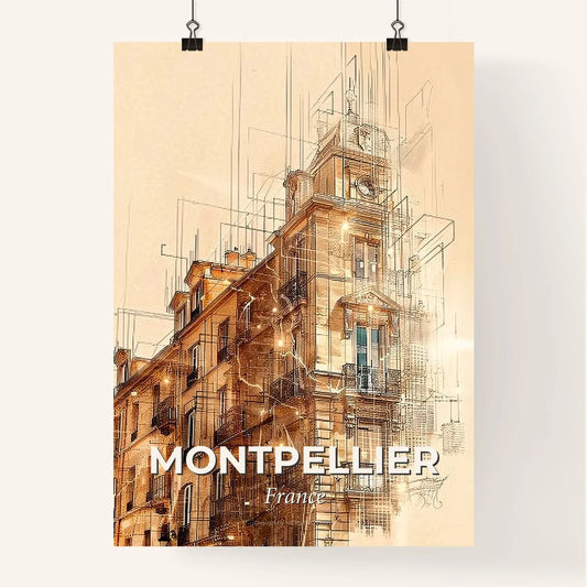 Montpellier Skyline Silhouette Double Exposure Poster Poster