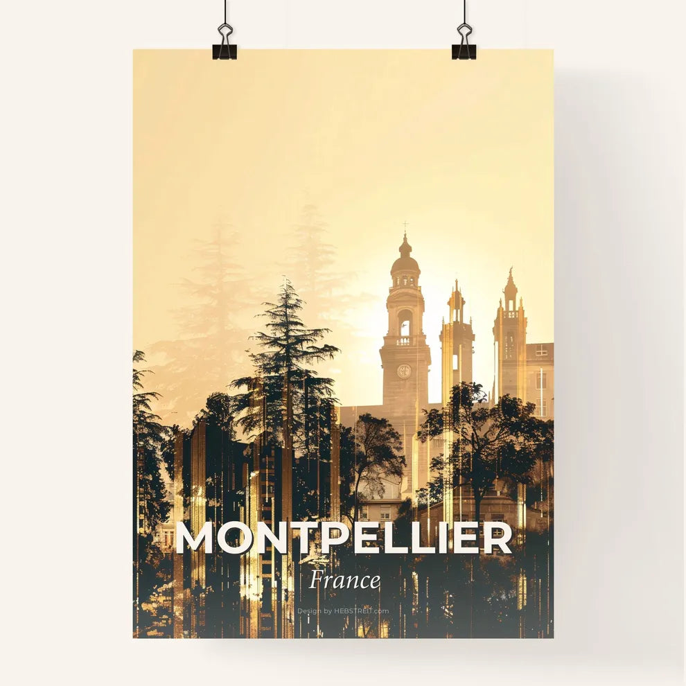 Montpellier Skyline Double Exposure Poster Art Poster